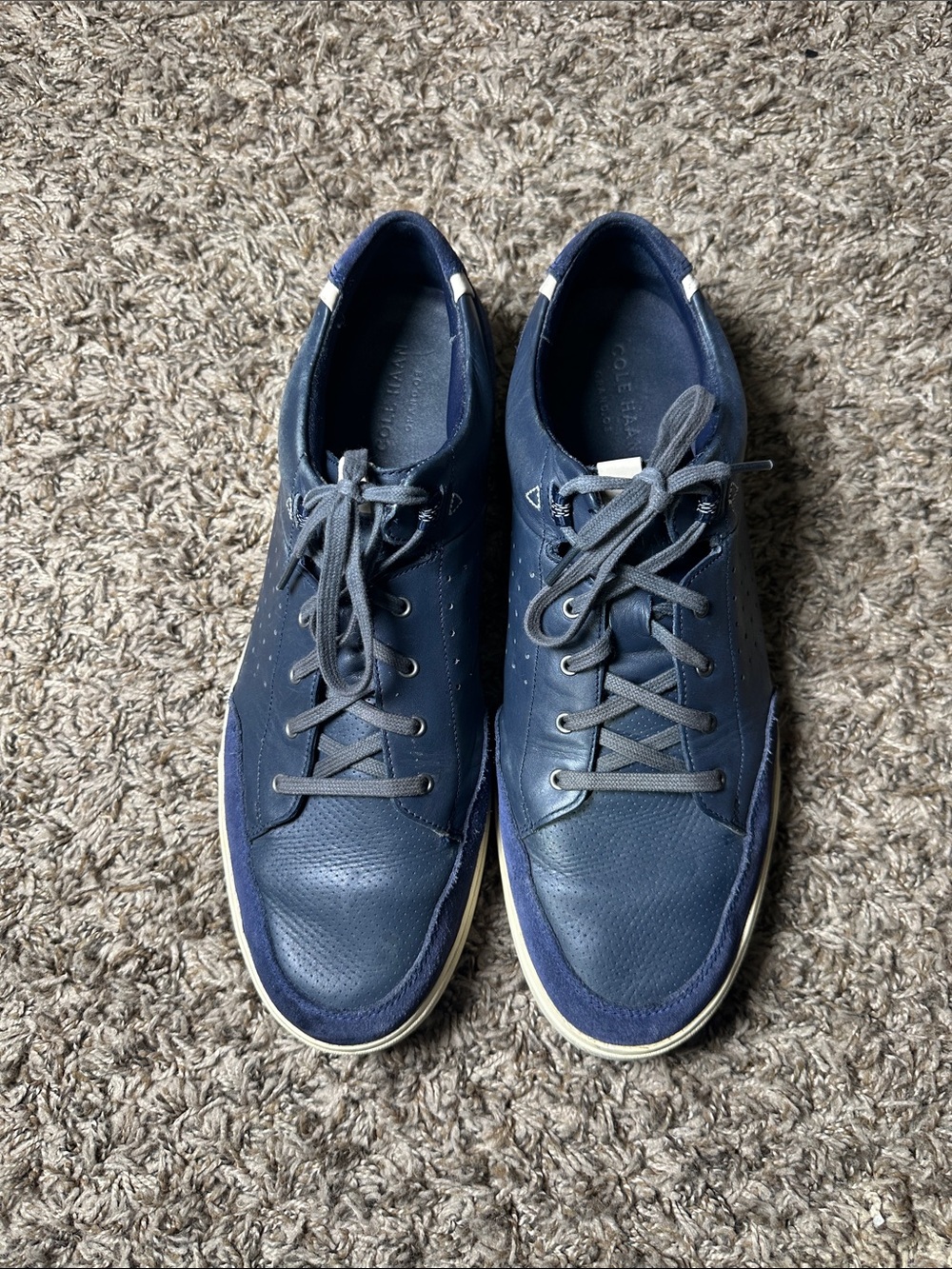 Cole Haan Men's Navy Casual Leather Lace Up Sneakers Size 13 M